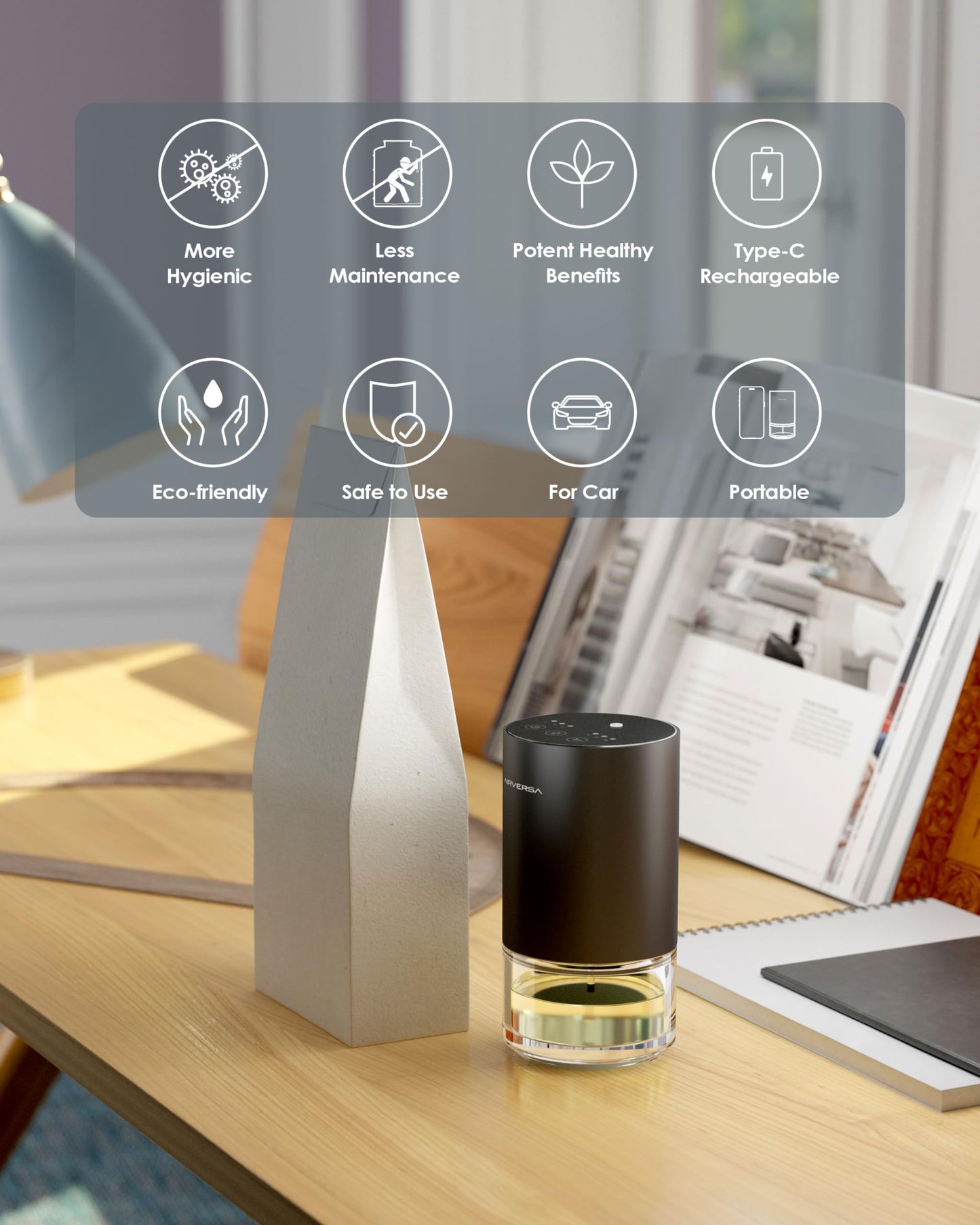 Airversa Waterless Diffuser 100mL - Nano Mist, Battery, Space Grey