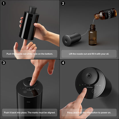 Airversa Waterless Diffuser Starter Kit 2x30mL Oils Portable Battery Diffuser Black