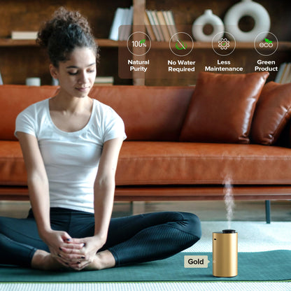 Airversa Waterless Essential Oil Diffuser - 3 Timers, 3 Mist Levels, ANX Premium Metal Gold