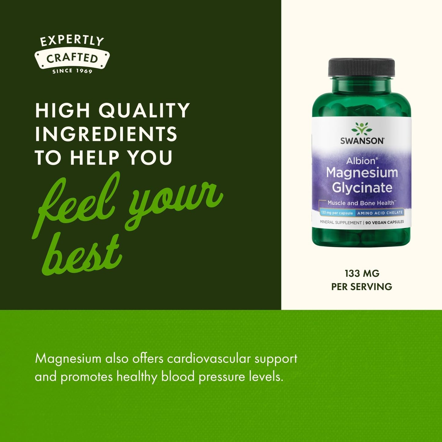 Albion Chelated Magnesium 133 mg | 90 Caps | Magnesium Glycinate