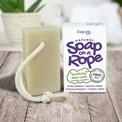 Natural Soap On A Rope - 'Soothing' Aloe Vera 125g