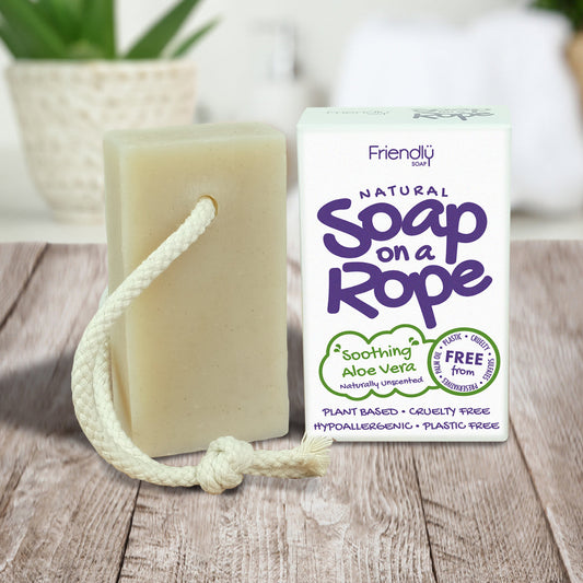 Natural Soap On A Rope - 'Soothing' Aloe Vera 125g