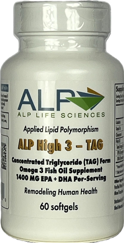 ALP High-3 TAG Omega-3 Fish Oil Supplement - 60-Count | High-Potency TG EPA/DHA