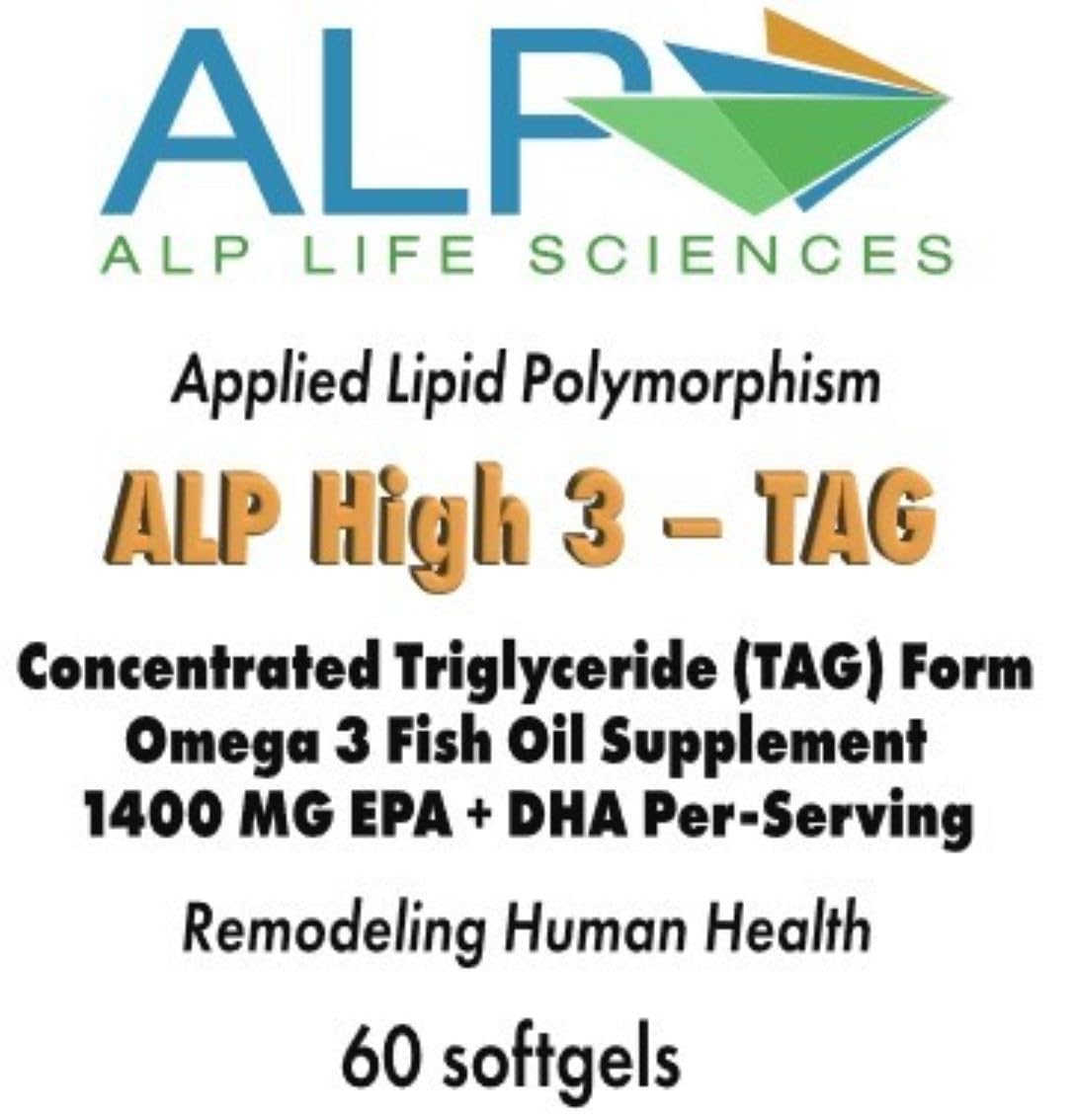 ALP High-3 TAG Omega-3 Fish Oil Supplement - 60-Count | High-Potency TG EPA/DHA