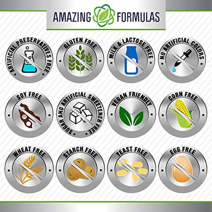 Amazing Formulas Berberine Complex with Bitter Melon & Banaba – 1250 mg per Serving | Veggie Capsules | Non-GMO | Gluten-Free | Made in USA
