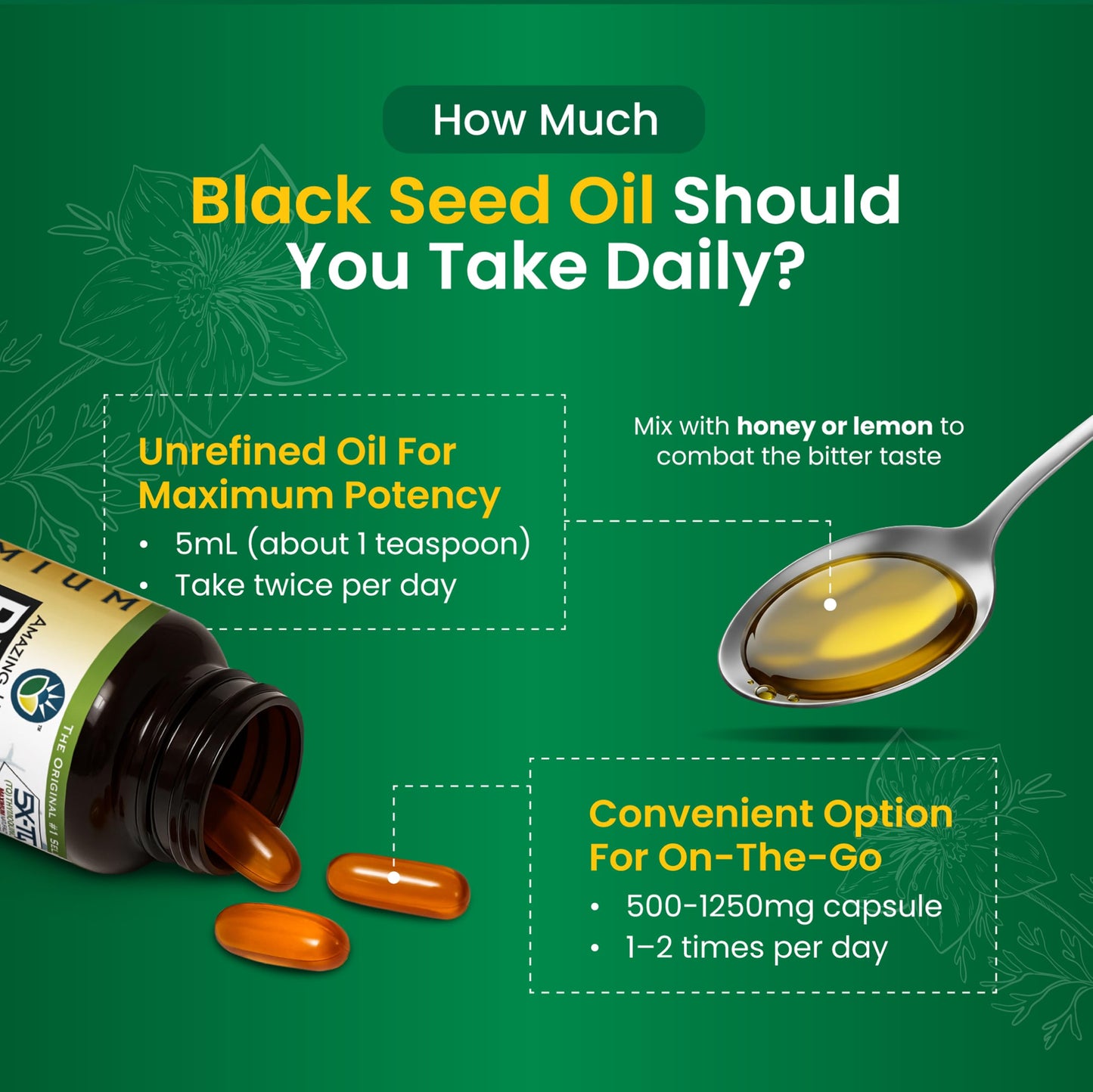 Amazing Herbs Premium Black Seed Oil - Cold Pressed Nigella Sativa, Gluten Free & Non-GMO - 32 fl oz (2 x 16 fl oz)