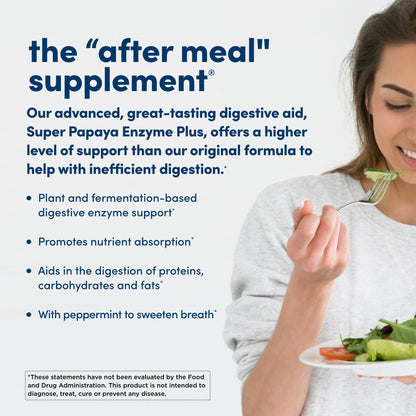 American Health Super Papaya Enzyme Plus - 360 Chewable Tablets - After-Meal Digestive Enzymes - Non-GMO - 120 Servings