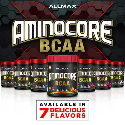 ALLMAX AMINOCORE BCAA Powder – Intra & Post-Workout Recovery, Gluten Free, Sweet Tea 315 g