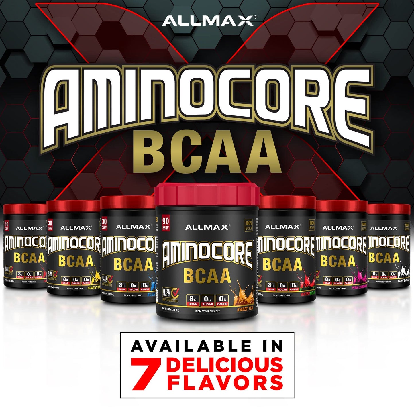 ALLMAX Nutrition AMINOCORE BCAA Powder – 8.18 g Amino Acids, Intra & Post-Workout Recovery, Gluten Free, White Grape, 315 g