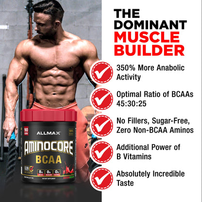 ALLMAX AMINOCORE BCAA Powder – Watermelon, 8,180 mg BCAAs, 945 g