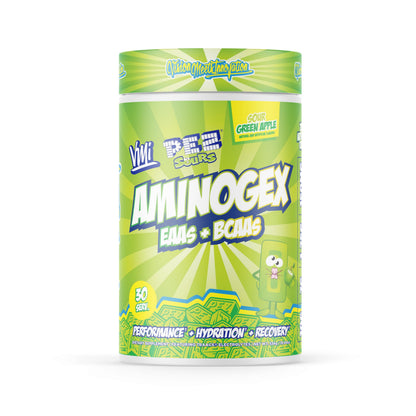 VMI Sports Aminogex Ultra – BCAA + EAA Powder with Electrolytes (30 Servings) PEZ Sour Green Apple