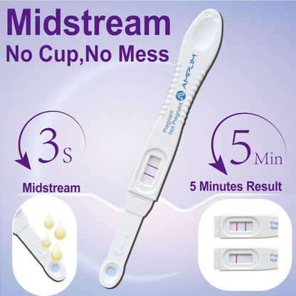 AMPLIM HCG Early Detection Pregnancy Test Sticks – 10 Ct Bulk, 6 Days Early Result, 10 mIU/mL, Midstream, 99.99% Accurate