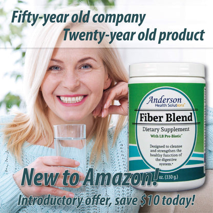 Anderson Fiber Blend with LB Prebiotic – Premium All Natural Psyllium & Apple Pectin, 12 oz