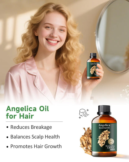 Angelica Root Essential Oil Pure Mumianhua Natural Angelica Oil for Diffuser, Aromatherapy, Skin, Hair, Massage & Candle Making 3.38 Fl Oz