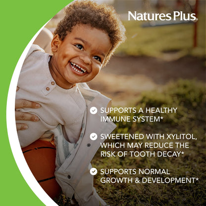 Natures Plus Animal Parade Gold Kids Multivitamin – Cherry Flavor, 60 Animal-Shaped Tablets (D3, K2) | Vegetarian & Gluten Free