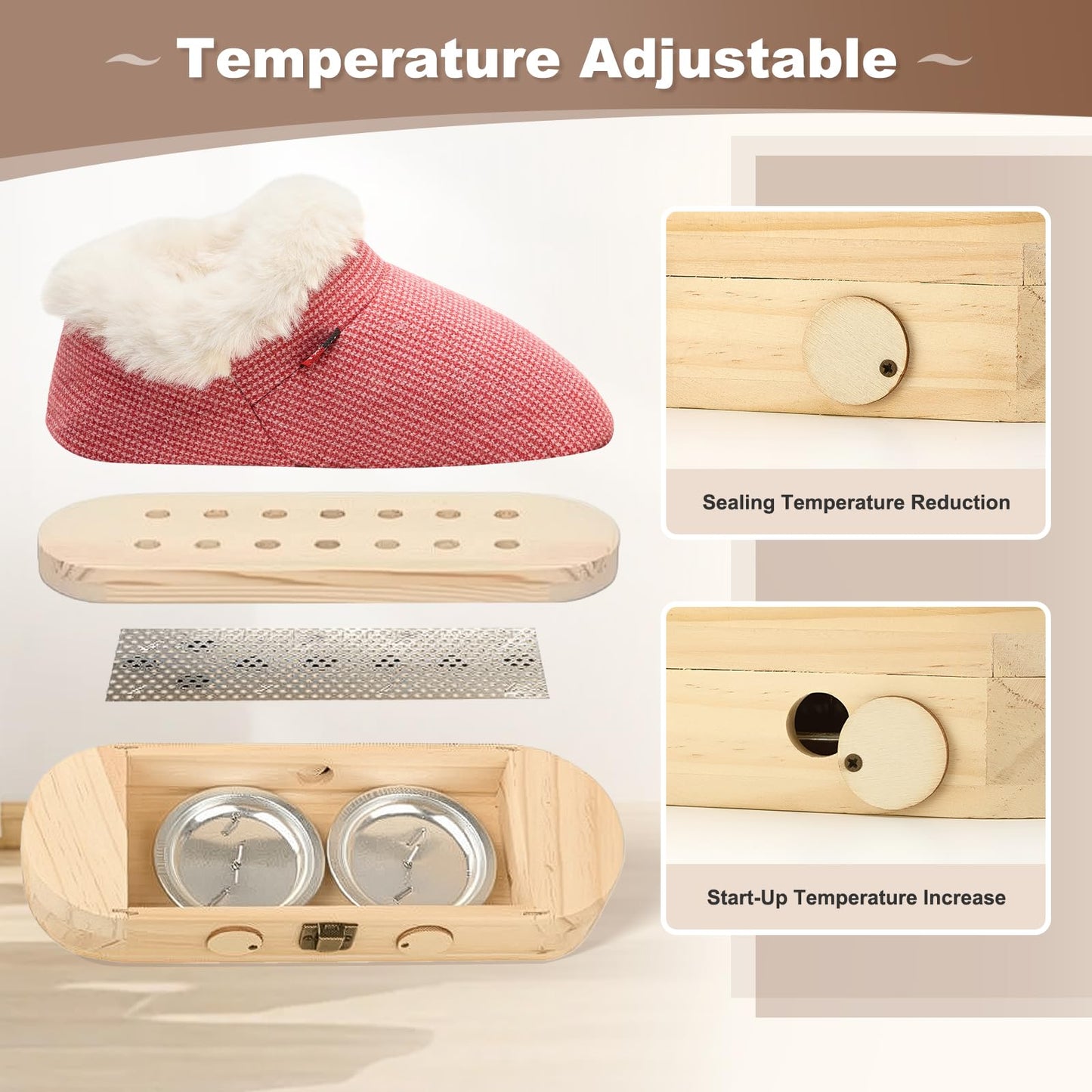 AODANC Moxibustion Shoes with Moxas Box – Pink 7-8.5 | Mugwort Foot Heat Packs