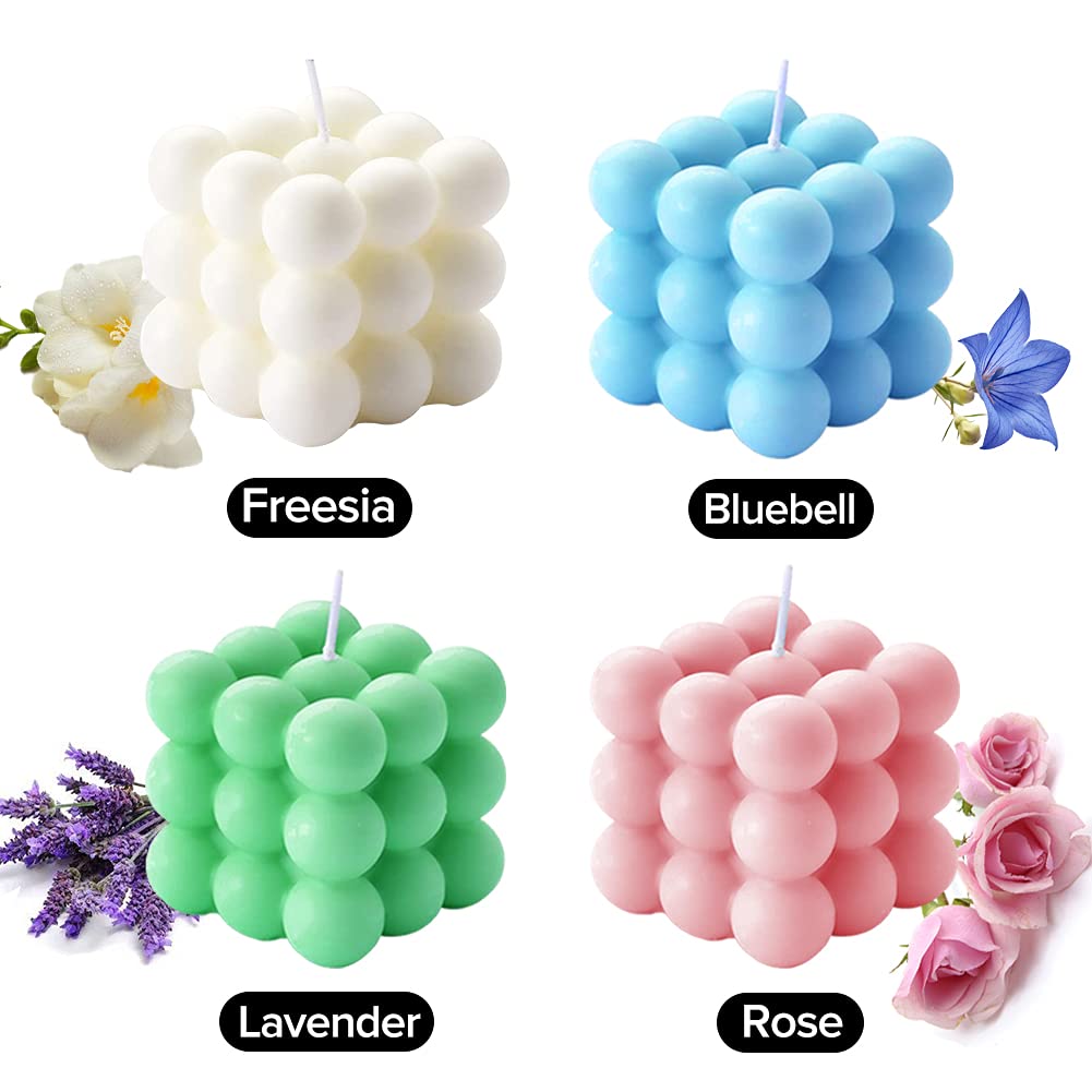 Aokala Scented Bubble Cube Candles – 4-Pack, 5.4 oz Soy Wax, Home Decor