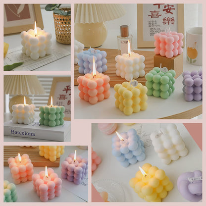 Aokala Scented Bubble Cube Candles – 4-Pack, 5.4 oz Soy Wax, Home Decor