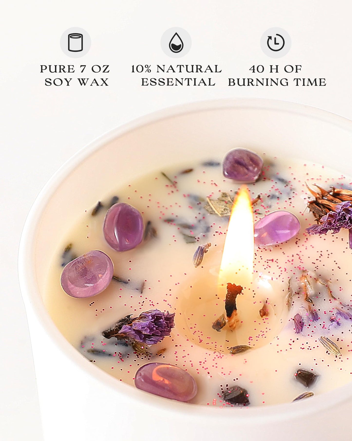 AOOVOO Lavender Scented Candle Set 2 Pack – 14oz Soy Candles with Crystals Inside