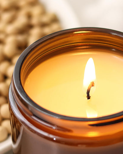 AOOVOO 4pc Soy Candle Set – Balsam Fir, Cedar & Patchouli, Cinnamon & Apple, Vanilla Cake | 28 oz