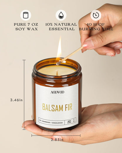 AOOVOO 4pc Soy Candle Set – Balsam Fir, Cedar & Patchouli, Cinnamon & Apple, Vanilla Cake | 28 oz
