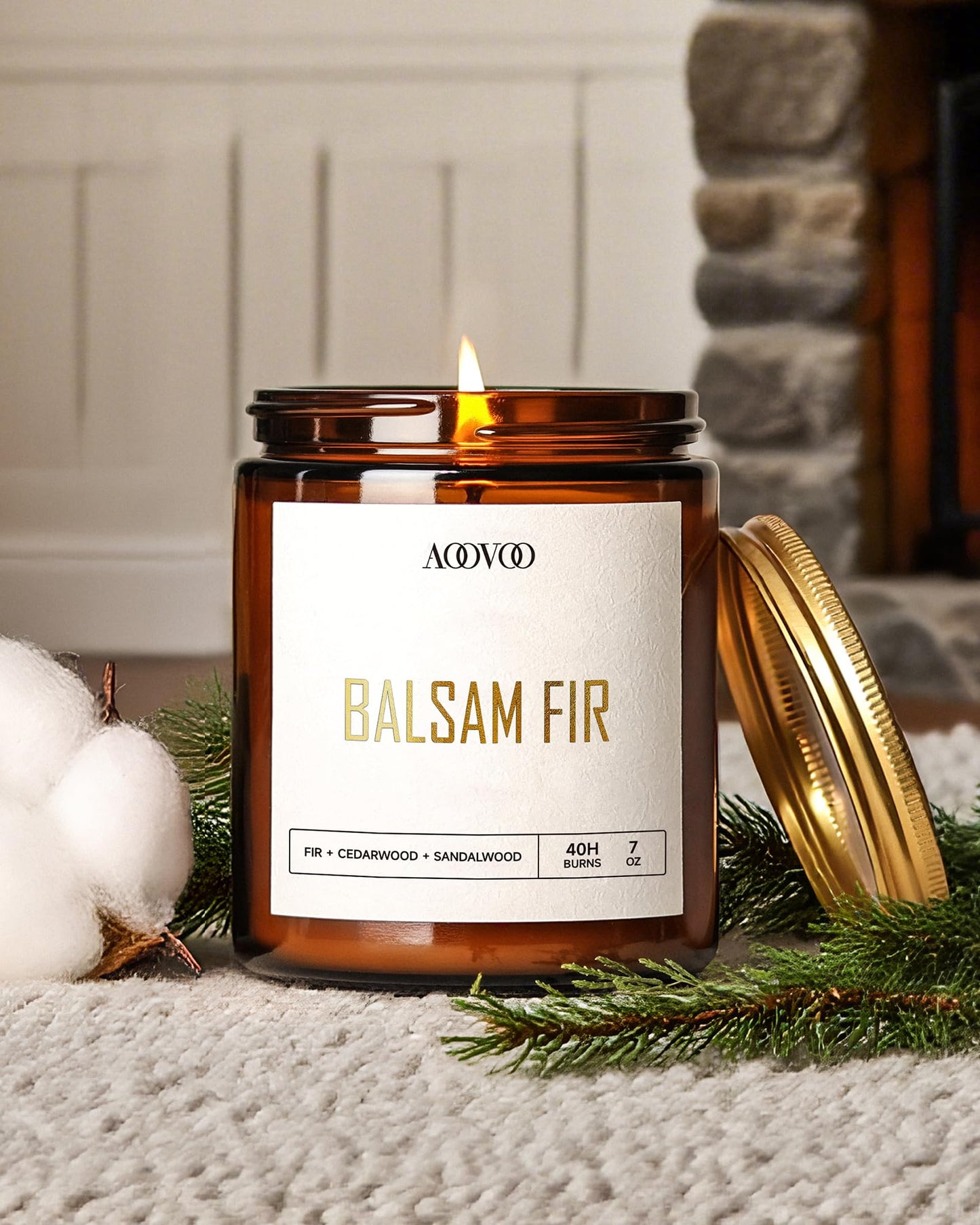 AOOVOO 4pc Soy Candle Set – Balsam Fir, Cedar & Patchouli, Cinnamon & Apple, Vanilla Cake | 28 oz