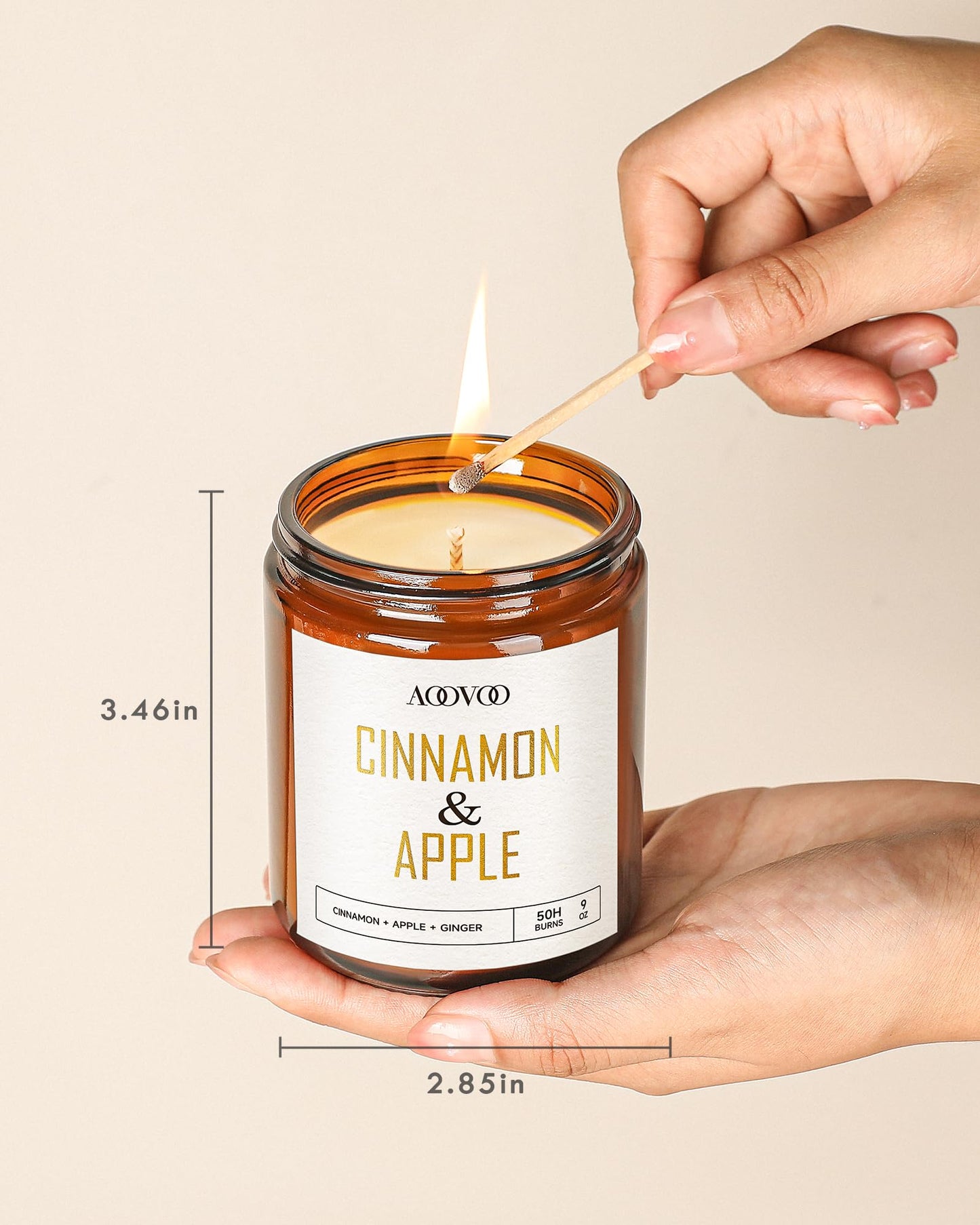 AOOVOO Apple Cinnamon Candles - 9oz Soy Scented Candle for Home & Aromatherapy