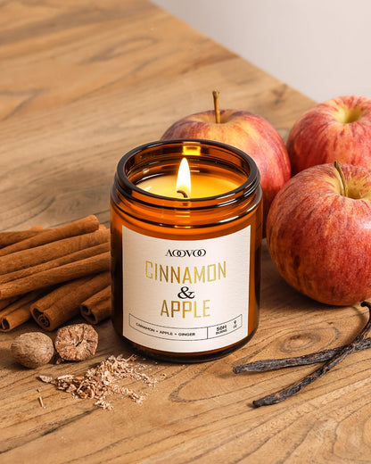 AOOVOO Apple Cinnamon Candles - 9oz Soy Scented Candle for Home & Aromatherapy