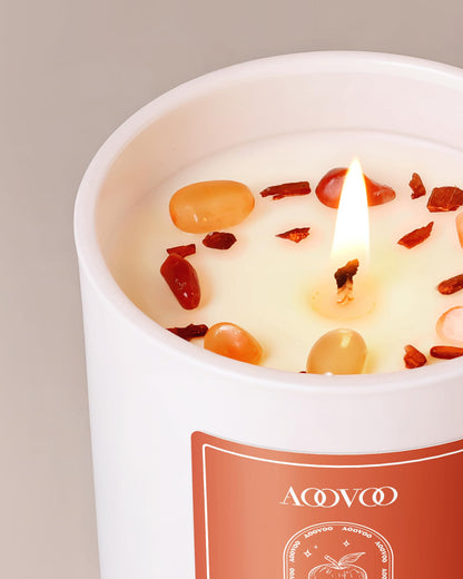 AOOVOO Apple Pie Scented Candle for Women | 10oz Soy Aromatherapy with Crystals