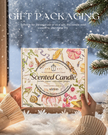 AOOVOO 4pc Soy Candle Set – Balsam Fir, Cedar & Patchouli, Cinnamon & Apple, Vanilla Cake | 28 oz