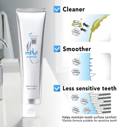 APAGARD M-Plus Nano-Hydroxyapatite Toothpaste – Fluoride-Free, Naturally Whiter Teeth, 130g Family 3-Pack