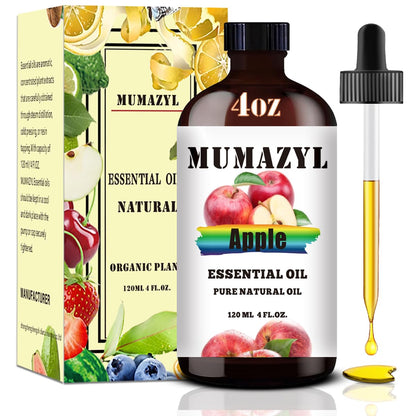 Apple Essential Oil - 4 Fl Oz (120 ml) Amber Glass Bottle for Diffuser & DIY
