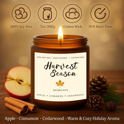 Holiday Candle Gift Set – Cinnamon Pumpkin, Apple Vanilla, Orange Jasmine & Cedarwood Spice | Long-Lasting Soy Candles