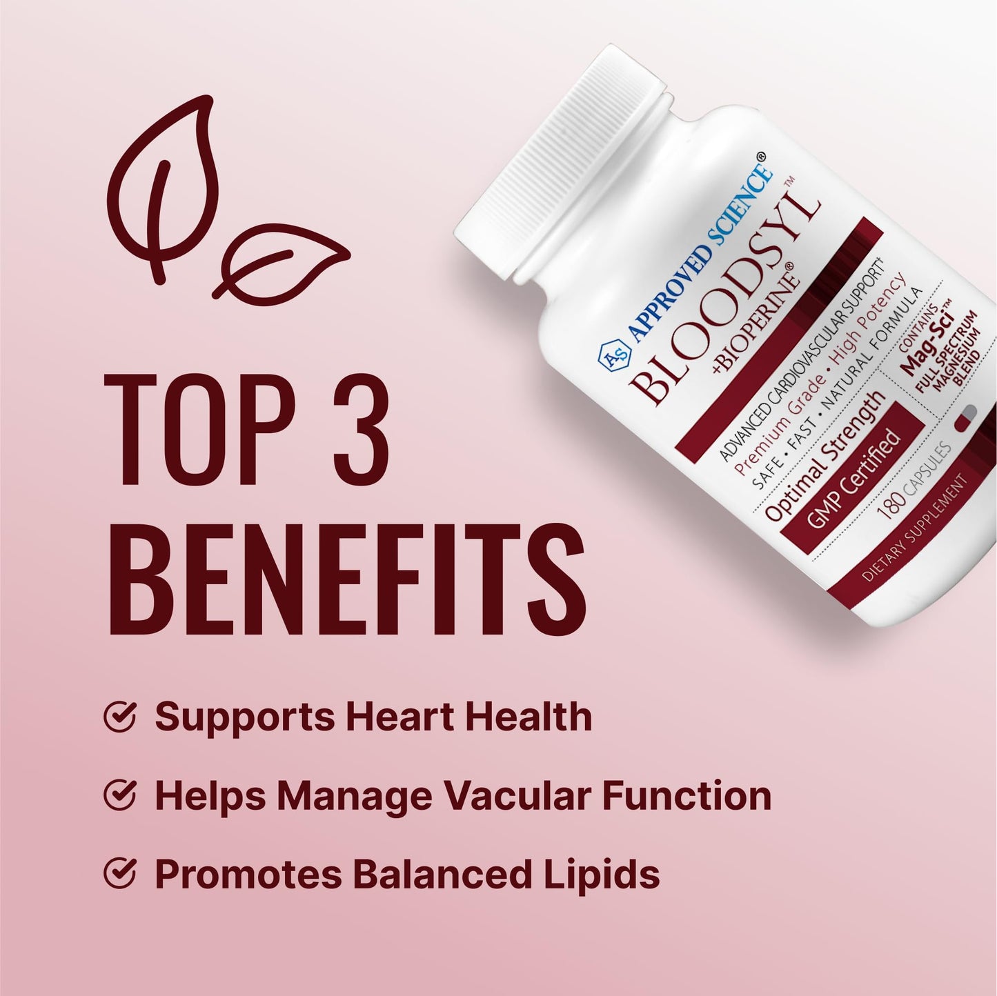 Approved Science Bloodsyl - Supports Blood Flow with Hawthorn Berry, Magnesium & BioPerine | Vegan 180 Capsules (Pack of 2)