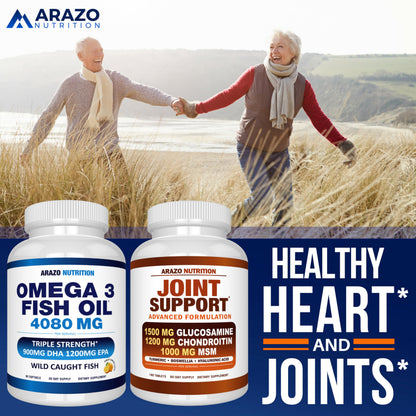 Arazo Nutrition Wild Caught Omega-3 Fish Oil – 90 Soft Gels (4080 mg) Lemon Burpless