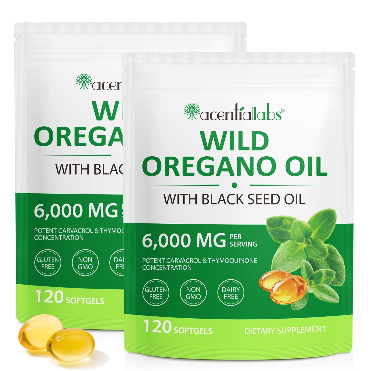 Arkture Oregano Oil Capsules | 6000mg Oil of Oregano with Black Seed Oil 200mg, 240 Softgels, Non-GMO, Gluten Free
