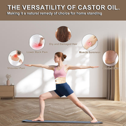 ARMINACO Castor Oil Pack Kit for Women & Beginners – 4 Reusable Wraps, 60ml Organic Oil, MagicSeal Leakproof Design