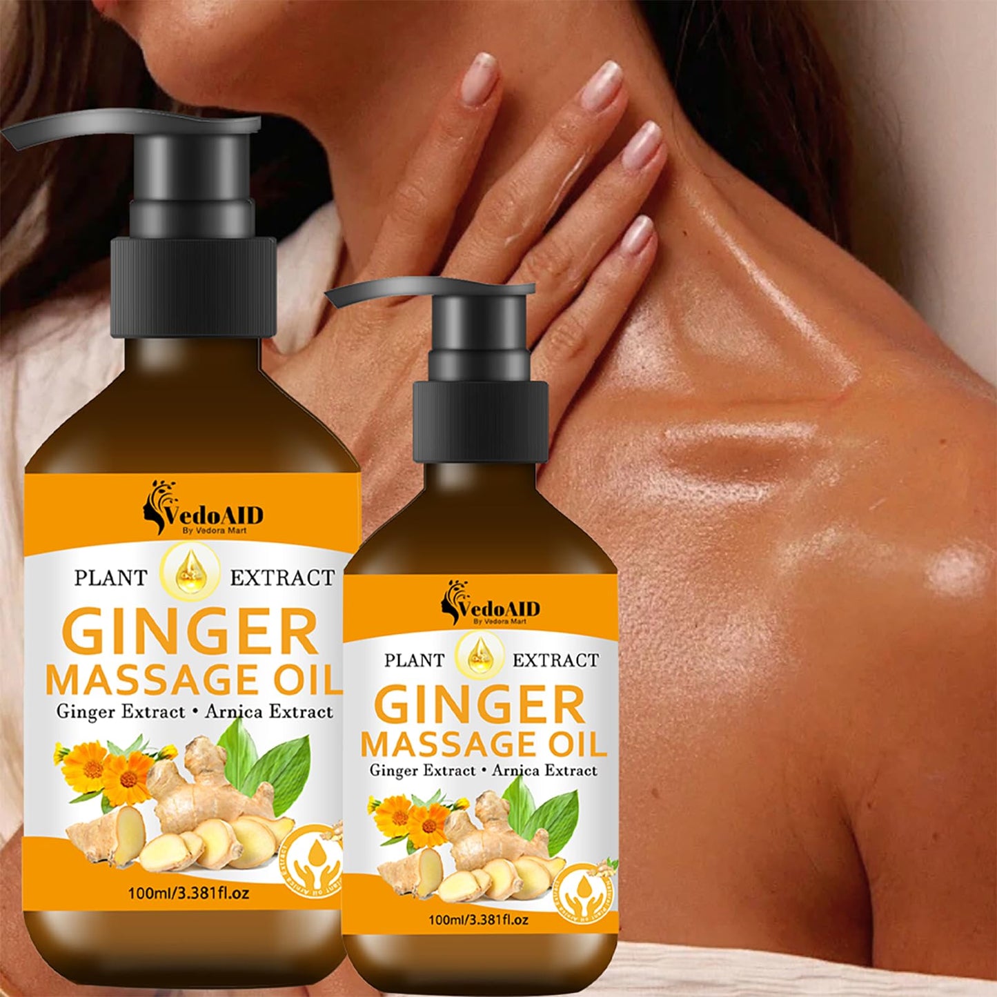 Ginger Massage Oil for Lymphatic Drainage, Sore Muscle Relief & Spa Therapy