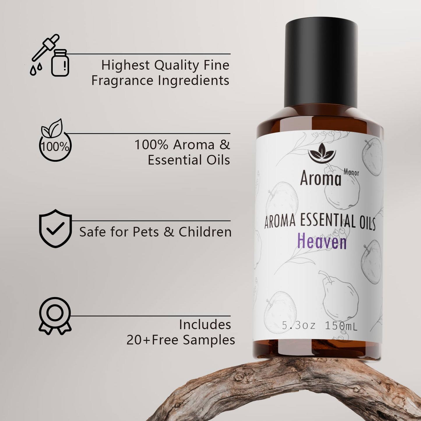 Aroma Manor Heaven Scent 150ML Diffuser Oil – Bergamot, Apple, Peach & Musk