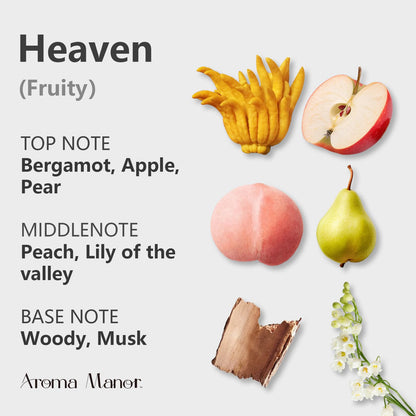 Aroma Manor Heaven Scent 150ML Diffuser Oil – Bergamot, Apple, Peach & Musk