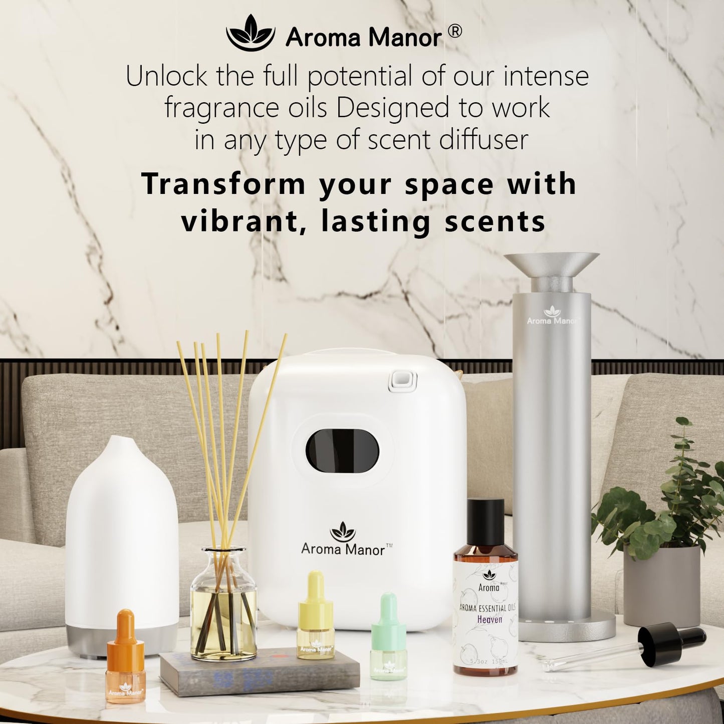 Aroma Manor Heaven Scent 150ML Diffuser Oil – Bergamot, Apple, Peach & Musk