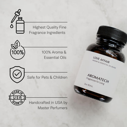 AromaTech Love Affair Essential Oil Blend – Luxury Jasmine, Saffron & Cedar for Ultrasonic Diffusers (0.3 fl oz / 10 mL)