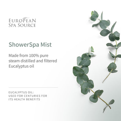 European Spa Source Lavender + Eucalyptus ShowerSpa Mist Spray for Aromatherapy, at Home Spa Experience, Sinus Congestion Relief, and Tension Relief, 4 fl oz.