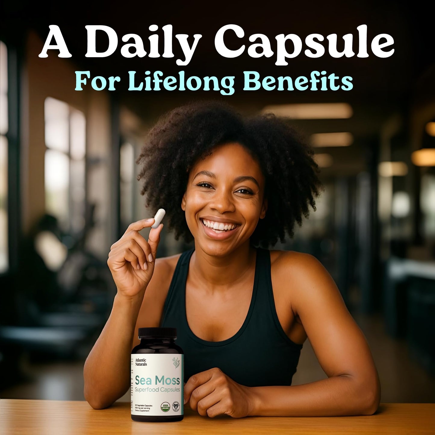 Atlantic Naturals Sea Moss Capsules with Moringa, Ashwagandha, Black Seed Oil, Ginger & Ginseng – 120 Count