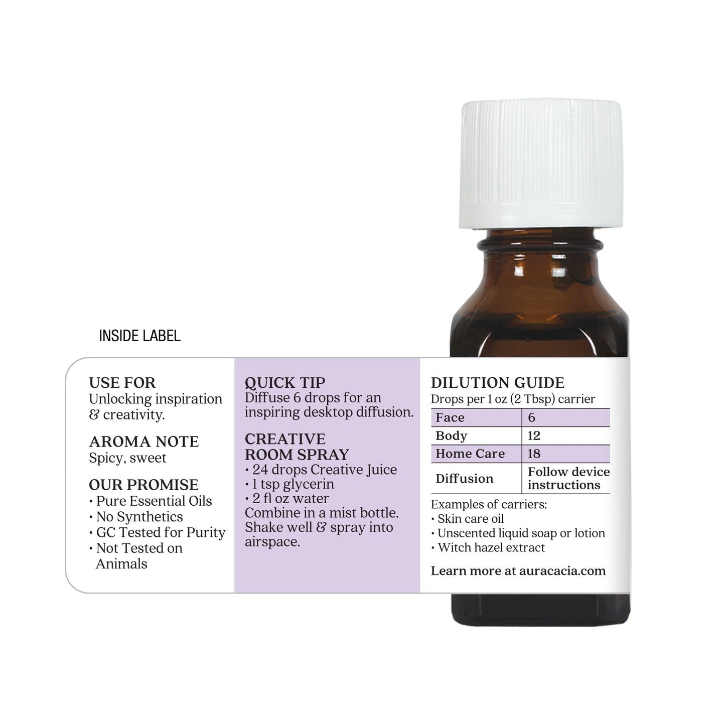 Aura Cacia Creative Juice Essential Oil Blend – 0.5 fl oz for Focus & Creativity