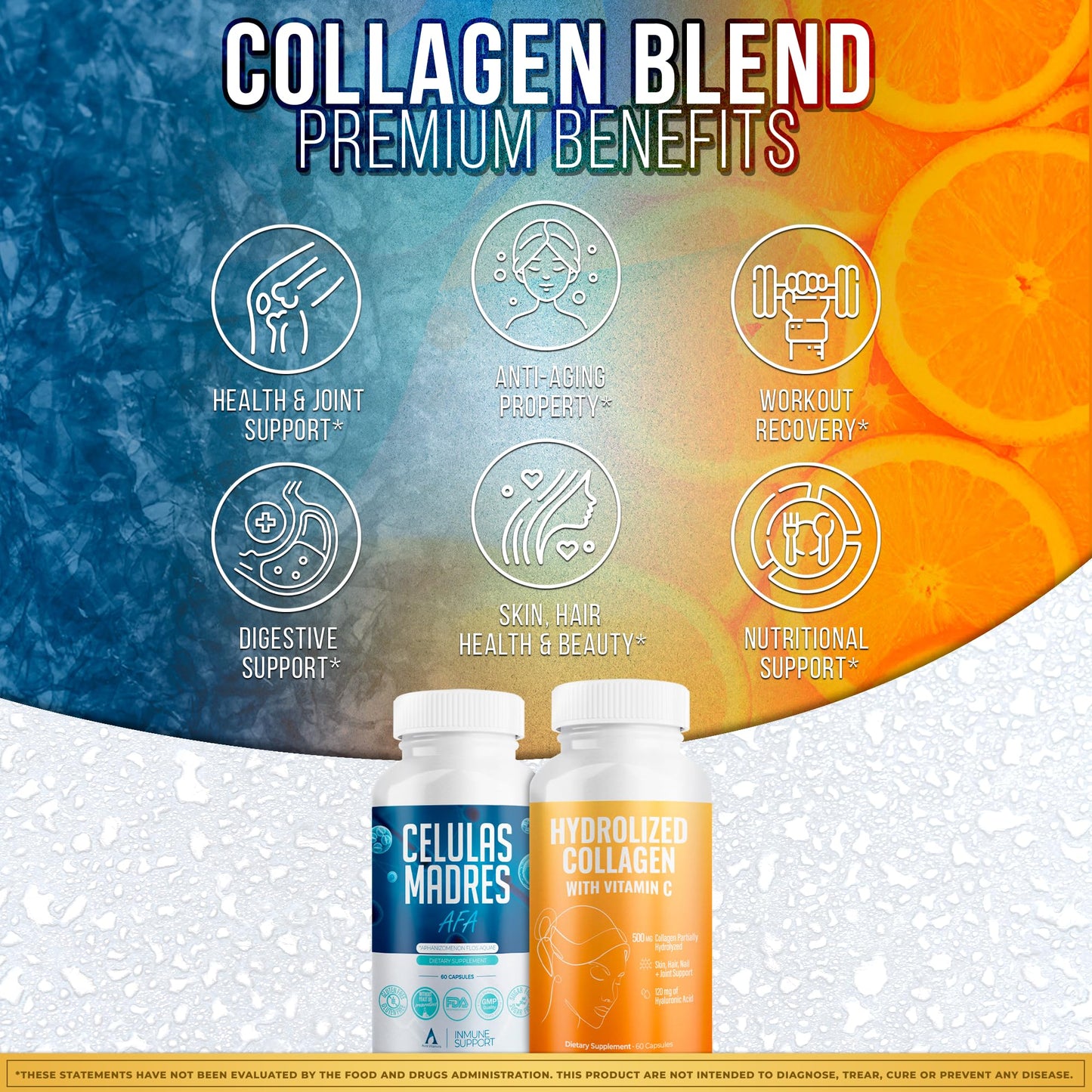 Aura Vitamin Mega Antioxidant Bundle – Hydrolyzed Collagen & AFA Stem Cell | Celula Madre Skin, Hair & Nails (60 Capsules)