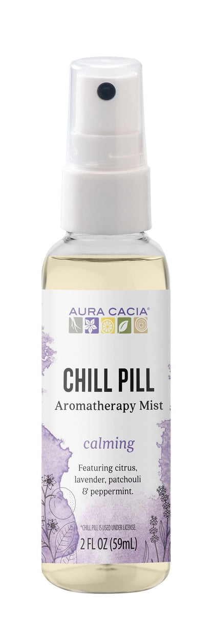 Aura Cacia Mist Chill Pill, 2 Fl Oz (Pack of 3) | Portable Aromatherapy Mist