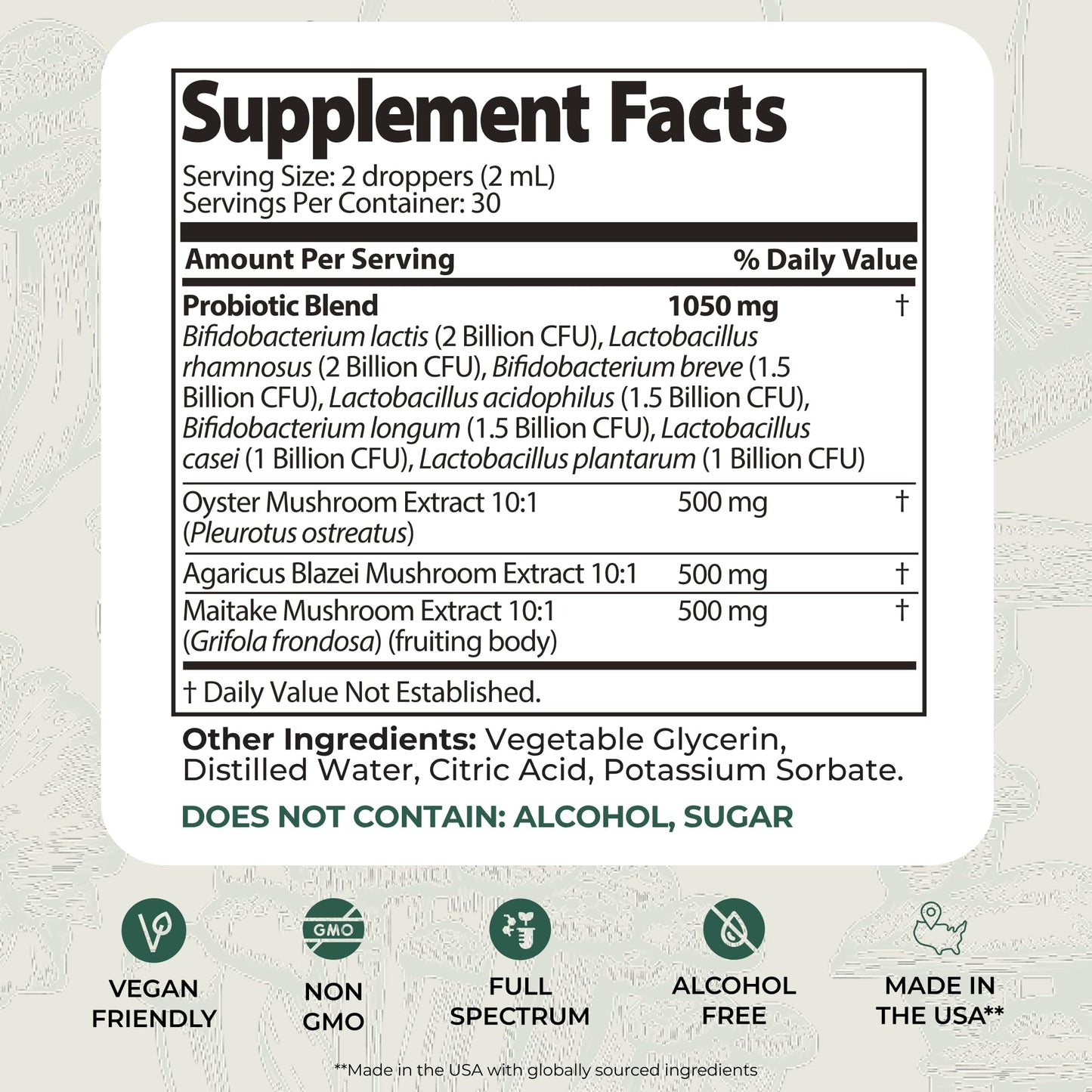 Auri Super Mushroom Pre + Probiotic Elixir – Daily Gut & Immune Support | Vegan, 60 ml