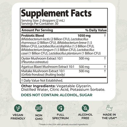 Auri Super Mushroom Pre + Probiotic Elixir – Daily Gut & Immune Support | Vegan, 60 ml