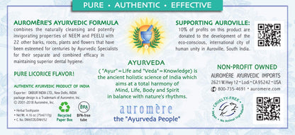 Auromere Ayurvedic Herbal Toothpaste – Mint Free, Neem & Peelu (3 Pack)